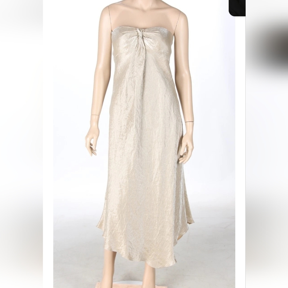 ADRIANNA PAPELL Elegant Strapless Gold Formal Dress Size 12